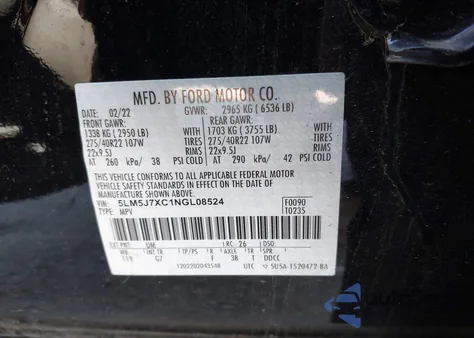 2022 Lincoln Aviator Reserve из США, поврежденный, VIN 5LM5J7XC1NGL08524